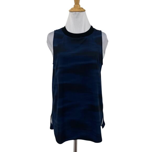 Athleta Tank Top Womens M Medium Navy Black Zephyr Printed Sleeveless Crew Neck - Picture 1 of 13